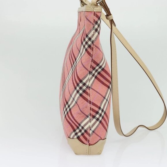 BURBERRY Nova Check Blue Label Shoulder Bag Canvas Leather Pink Auth 137567 - Picture 6 of 16